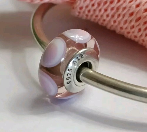Genuine Pandora Pink Spot Stepping Stones Murano Charm ALE 925 #790911 - Picture 3 of 5