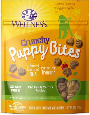 Wellness Crunchy Puppy Bites Natural Grain-Free Treats for Training, Dog Treats