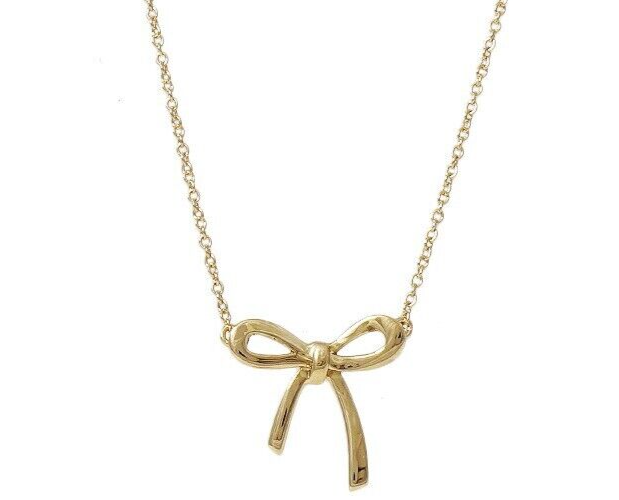 TIFFANY & Co. Bow Ribbon Necklace 18KYG Yellow Gold Accessories Jewelry