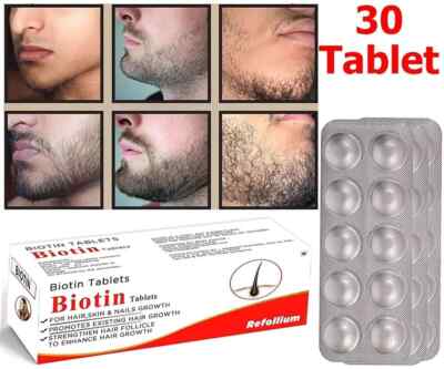 Men Beard Growth Supplement Grow Fuller & Thicker Hair With Nutrients & Vitamins