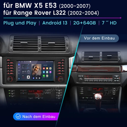 2+64G Für BMW 5er E39 M5 GPS Navi WIFI DAB+ 7" Android14 Autoradio Apple CarPlay - Bild 1 von 12