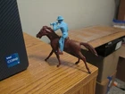 VINTAGE MARX FORT APACHE PLAYSET POWDER BLUE LONG COAT CAVALRYMAN BUGLER READ