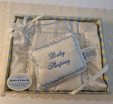 Vintage Lambs Ivy Blanket Gift Set. Satin Trimmed. 18x20" Pillow New in Box