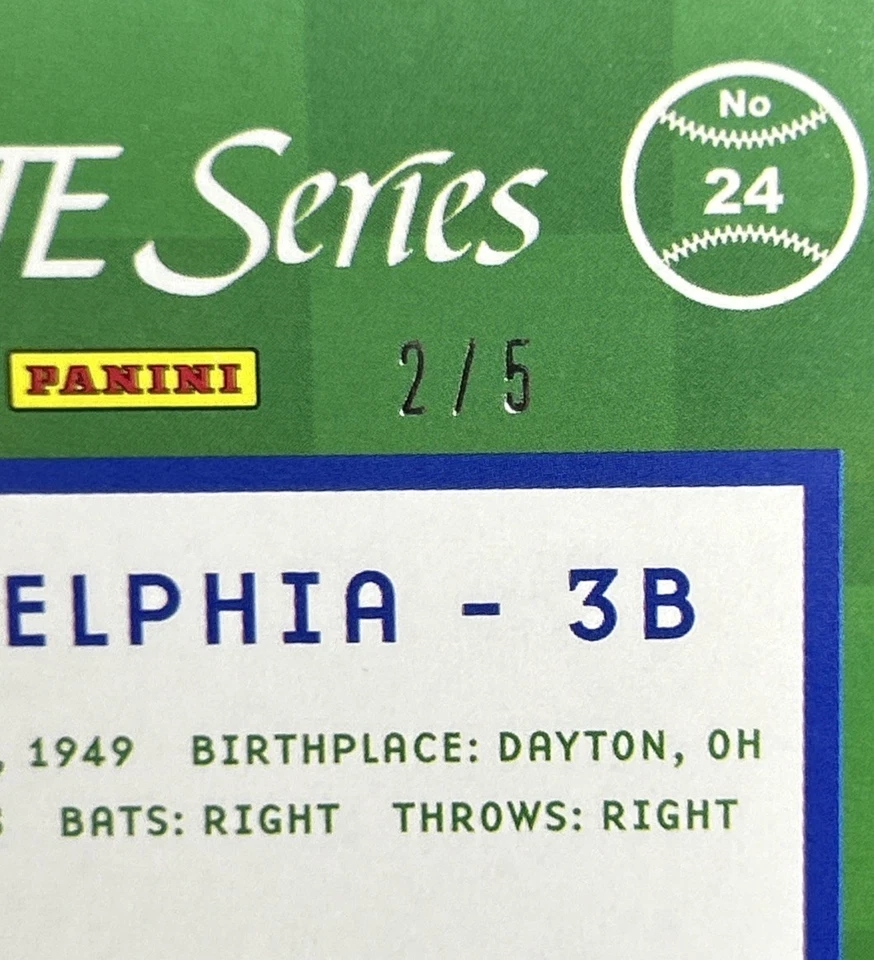 Mike Schmidt 2014 automático MLB Panini Donruss X-fractor SP #/5 ¡Raro! FILADELFIA Foto 3 de 3