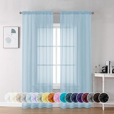 Sheer Curtains 72 Inch Length 2 Panels, Light 42"W x 72"L Pack of 2 Sky Blue
