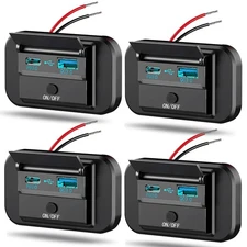 Vadaxx 4PCS 12V RV USB Outlet with Power Switch, 54W Dual PD3.0 Type-C  Quick...