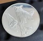 1970  Franklin Sterling Silver 2 oz Round - Owls - Bird Series #1 in Capsule