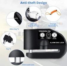 Motorcycle Alarm Disc Brake Lock, Anti-Theft Security Wheel Disc Lock Waterproof
