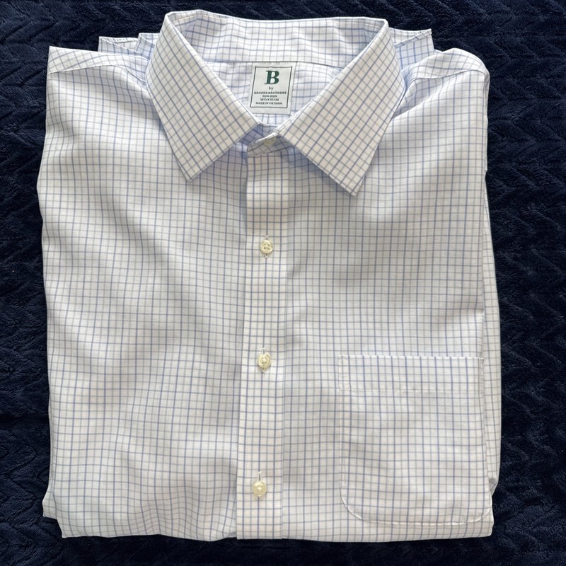 Brooks Brothers Men’s Tattersall Broadcloth Spread Collar Dress Shirt 16.5x32/33