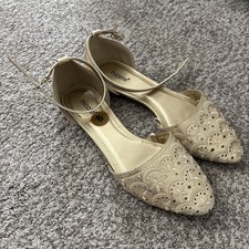 Nicole Gold Star Cutout Ballerina Flats with Ankle Staps