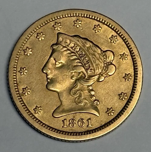 XF 1861-P Liberty Head Gold Quarter Eagle (all original!), U.S. $2.50 Type Coin