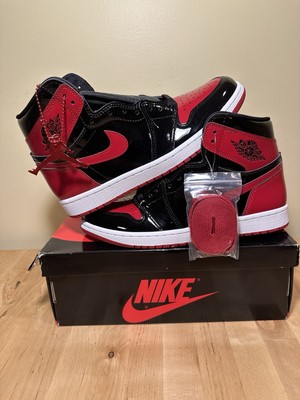 Air Jordan 1 High OG Black Red Bred Patent Leather size 9.5 DS BRAND NEW