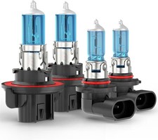 Upgraded Halogen Headlight Bulbs White 300 Brightness Plug N Play 4 Pcs