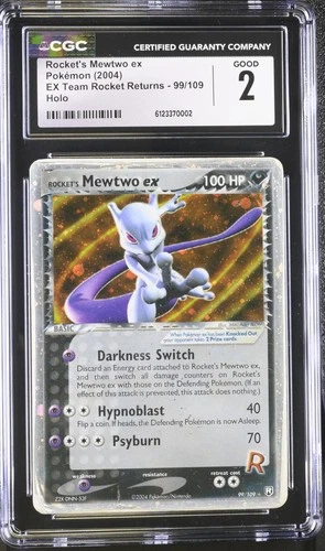 Rocket's Mewtwo EX 99/109 Holo EX Team Rocket Returns Pokemon CGC 2 Good