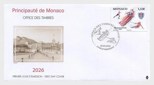 monaco 2026 sport Olympic Winter Games MILANO CORTINA italy  bobsleigh 1v FDC PJ
