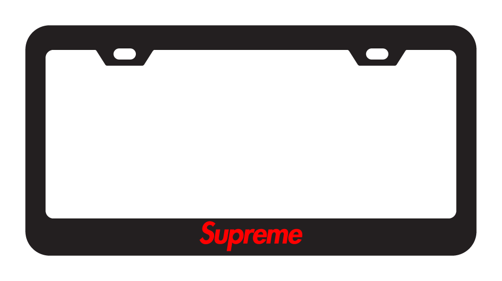 Red Supreme License Plate Frame | Premium Metal Holder Racing