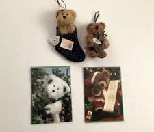 Boyds Bear "Peggy Sue Stuffins” 5” Jointed Bear Ornaments 2 Boyd Xmas Cards