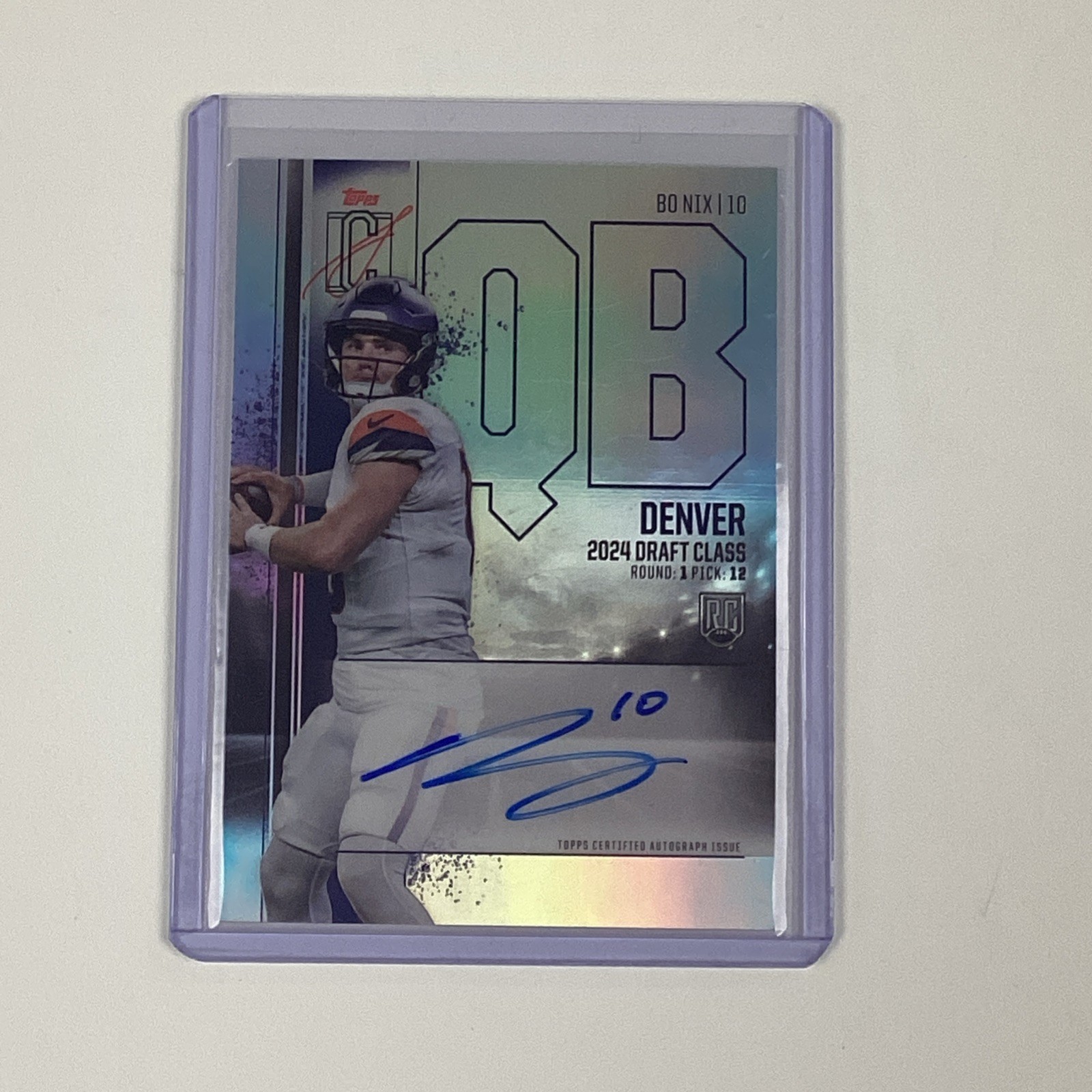 2024 Topps Signature Class Bo Nix #RCV-BN RC Chrome Auto Variation On Card Auto
