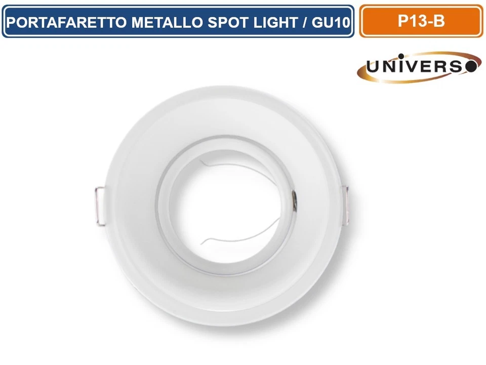 PORTAFARETTO ROTONDO ORIENTABILE DA INCASSO IN METALLO BIANCO PER LAMPADE GU10 - Immagine 2 di 3