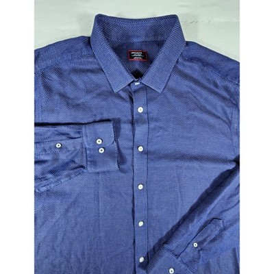 UNTUCKit Milo-WF Navy Blue Micro Dot Wrinkle Free Button Up Shirt XXL Regular
