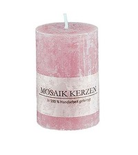Mosaik Kerzen: Stumpen-Kerze, RUSTIC, Old Rose, 2 Größen zur Auswahl, Kerze,