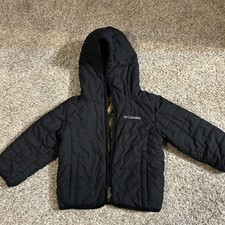 Columbia Jacket Kids 3T Black Pockets Reversible Hooded Insulated Quilted Puffer