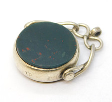 Edwardian Stering Silver Bloodstone & Carnelian Spinner Fob Antique Birmingham