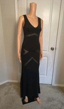 Sexy Cutout Formal Flare Dress Size XS Black Stretch Goth Party Venus Maxi -DP41
