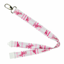 Los Angeles Dodgers Lanyard Pink and White Plaid with Clip New MLB Licensed