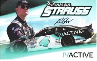 SIGNED! 2025 DONOVAN STRAUSS #4 NASCAR "ZMAX CARS TOUR" IVACTIVE POSTCARD!!