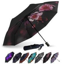 "Compact Travel Umbrella 44"" - Automatic Open/Close Windproof UPF 50 Mini"