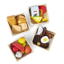 Melissa Doug Food Groups - 21 Wooden Pieces and 4 Crates, Multi
