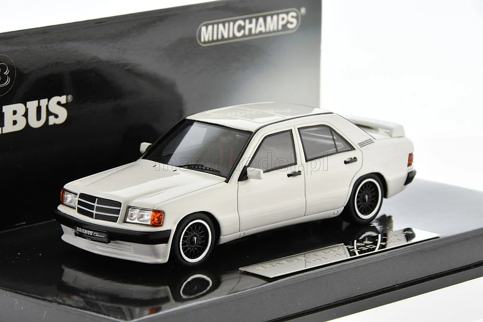 BRABUS 190E 3.6S W201 White 1989 1/43 MINICHAMPS 437032602 - Immagine 2 di 4