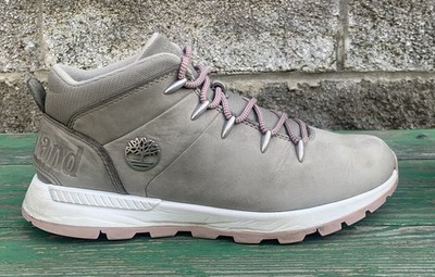 Timberland SPRINT TREKKER MID Womens Sz 8.5 Tan Grey Nubuck Shoes Hiking Boots 