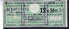 5% Anleihe des Deutsche Reichs von 1918 - Zinsschein zu 12,50 M,  1923