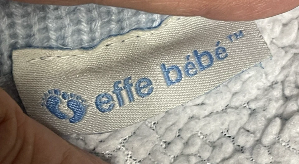 Manta tejida con cable azul Effe Bebe Magnolia blanca Sherpa bebé 27,5x39 Foto 4 de 4