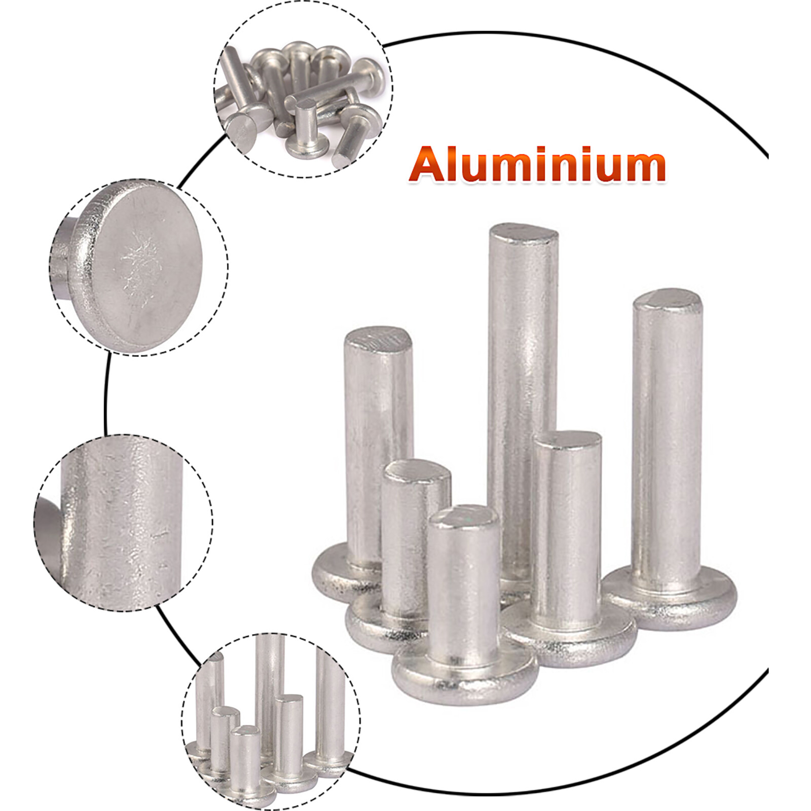 Aluminiumnieten Aluminium Nieten Solide Flachkopf Niet M3 M4 M5 M6 Länge 5  -30mm