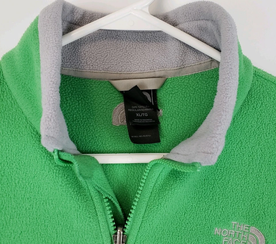 Куртка для девочек The North Face очень большая зеленая с флисовыми карманами на молнии детская размер XL - Изображение 4 из 4