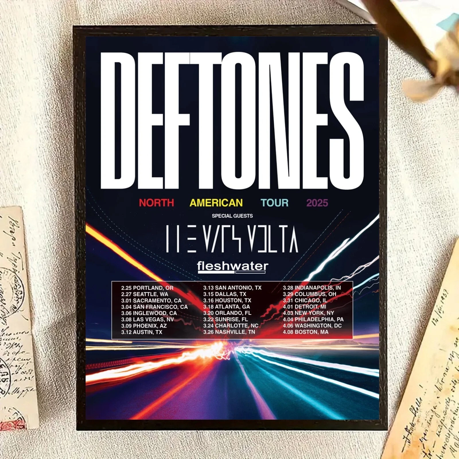 Deftone North American On Tour In 2025 Poster