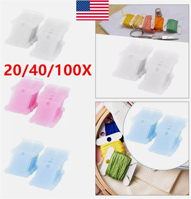 20-100Pcs Thread Bobbins Cross Stitch Embroidery Floss Craft Holder Organizer US
