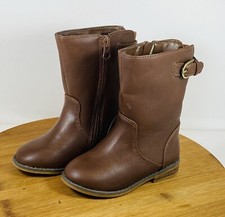 Cat  Jack Toddler Girls' Evelyn Zipper Slip-On Boots Cognac size 7 Kids