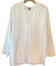 Sea Salt Sz M White Canvas Cotton Cape Cod Sailing Outdoor Beach Hoodie Jacket