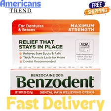 Benzodent Dental Pain Relieving Cream for Dentures and Braces, 0.25 Ounce Tube