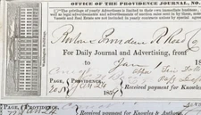 2 Antique 1859 Boston & Providence Railroad Receipt Billhead Daily Journal Ads