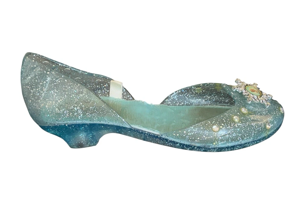 Disney Frozen Elsa Zapatos Talla 13-13.5 Brillante Jalea Pisos Niños Azul Disfraz Foto 2 de 4