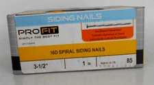 85 pcs 3-1/2" Wood and Hardboard Siding Nails 16d Spiral Shank, 1 lb