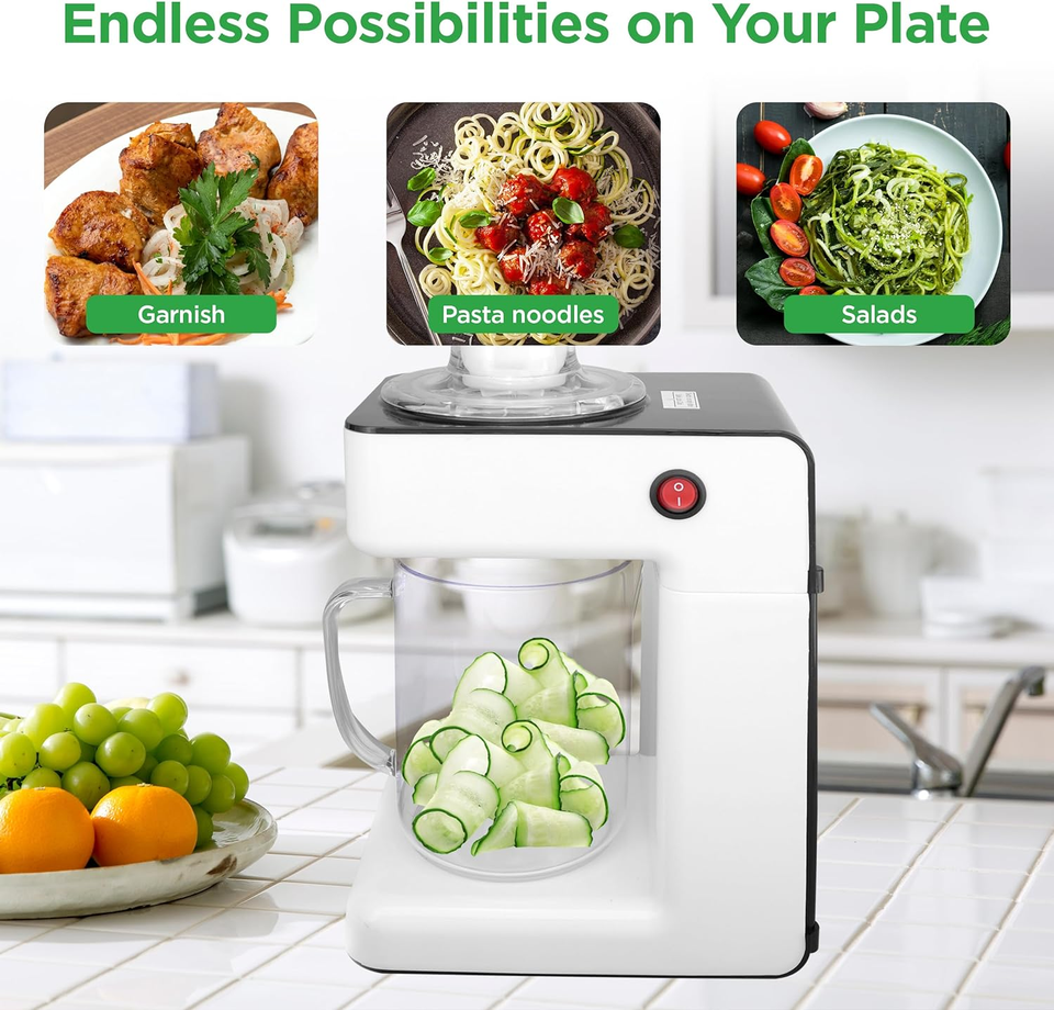 Electric Food Chopper Zoodle Maker 3In1 Vegetable Processor