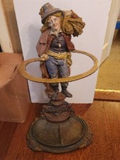 LARGE antique ornate REAPER cast iron figural umbrella cane floor stand holder