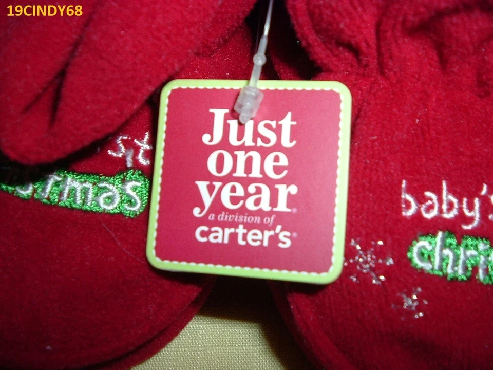 NUEVO PAR DE ZAPATILLAS CARTER'S 2009 "PRIMERA NAVIDAD DEL BEBÉ", TALLA PEQUEÑA 6-12 MESES Foto 3 de 4