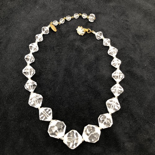 Miriam Haskell Clear Faceted Lucite Choker Necklace Vintage - Picture 13 of 22